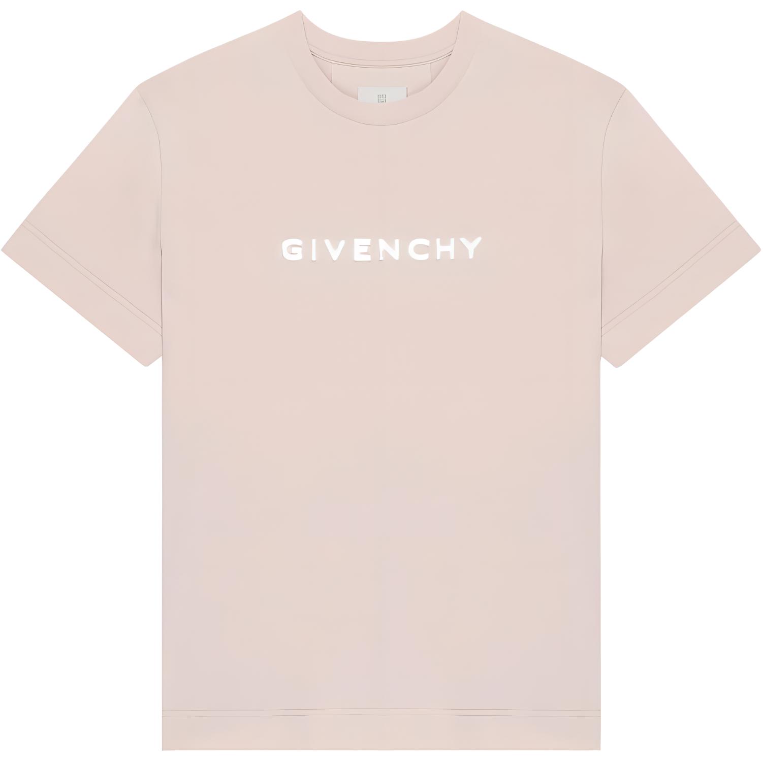 (Women) GIVENCHY FW21 Logo Knit Short Sleeve T-Shirt in Nude Pink. BW707Z3Z85-657