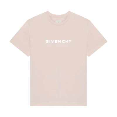 (Women) GIVENCHY FW21 Logo Knit Short Sleeve T-Shirt in Nude Pink. BW707Z3Z85-657