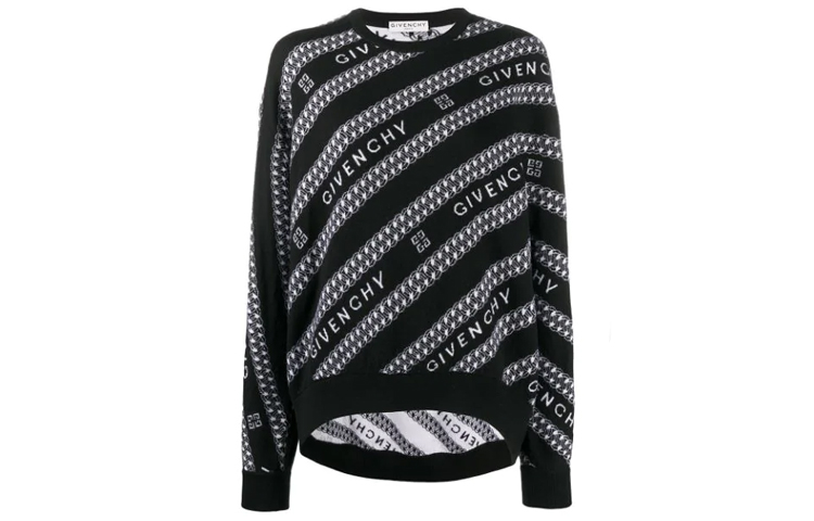 Order (W) Givenchy FW21 Logo Striped Knit Sweater Hitam/Abu-Abu BW90AM4Z7N-004