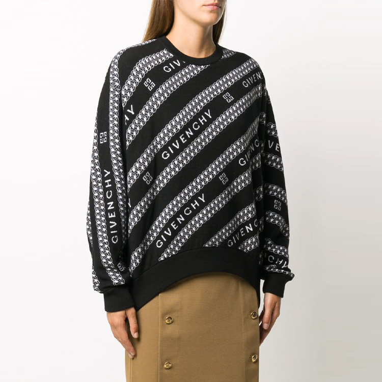Purchase (W) Givenchy FW21 Logo Striped Knit Sweater Hitam/Abu-Abu BW90AM4Z7N-004