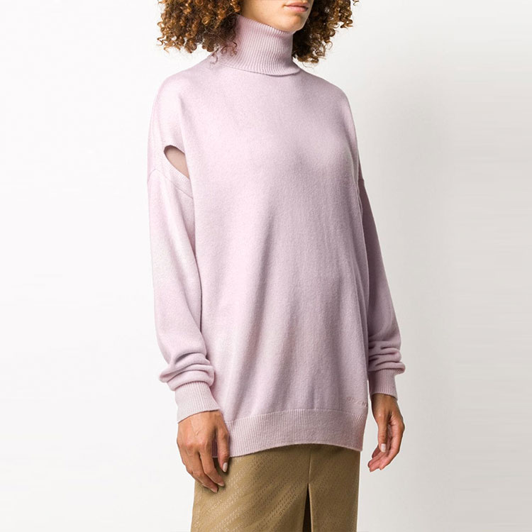 Shop (Women) GIVENCHY FW21 Pink Knit Pullover Sweater with Hollow Design. BW90AG4Z7G-681