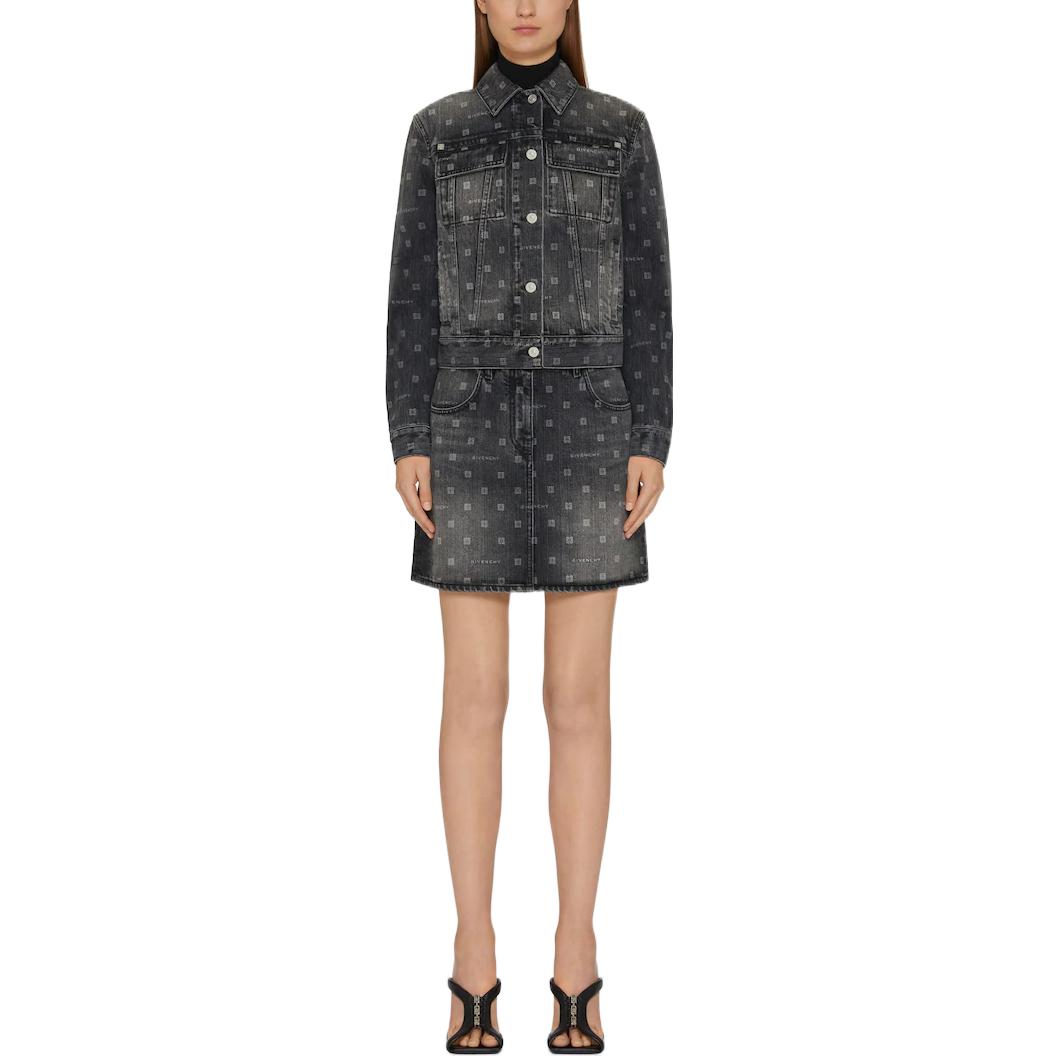 Lookbook (W) ジバンシィ FW22 ブラックデニムボタンジップミニスカート BW40KR5Y4G-001