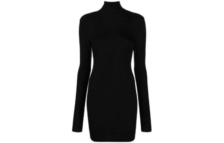 Order (W) 纪梵希FW22黑色高领收腰长袖连衣裙 BW219B40CY-001