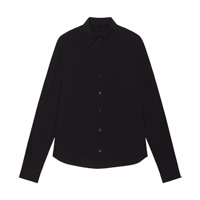 (Women) Givenchy FW22 Black Long-Sleeve Solid Color Button-Up Shirt BW60ZC14M8-001