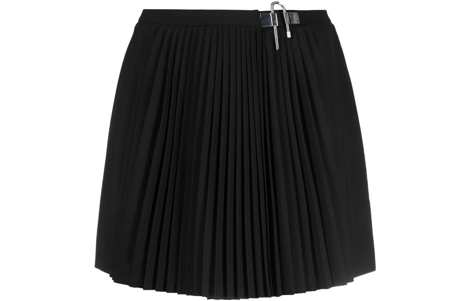 (Women) GIVENCHY FW22  Black Ruched Casual Skirt with Metal Hook Detail BW40LP1497-001