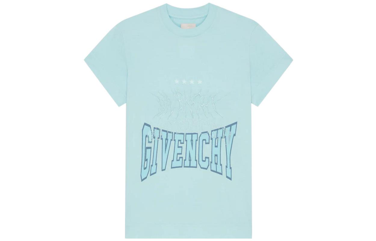 Order (Women) Givenchy FW22  Blue Logo Print Crewneck T-Shirt BW70AS3ZB1-466
