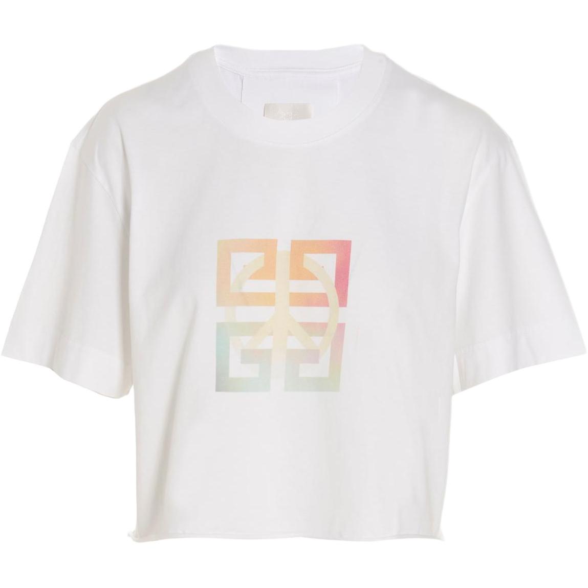 Buy (Women) Givenchy FW22  Cropped Logo Print Crewneck T-Shirt White BW709X3Z9Y-100