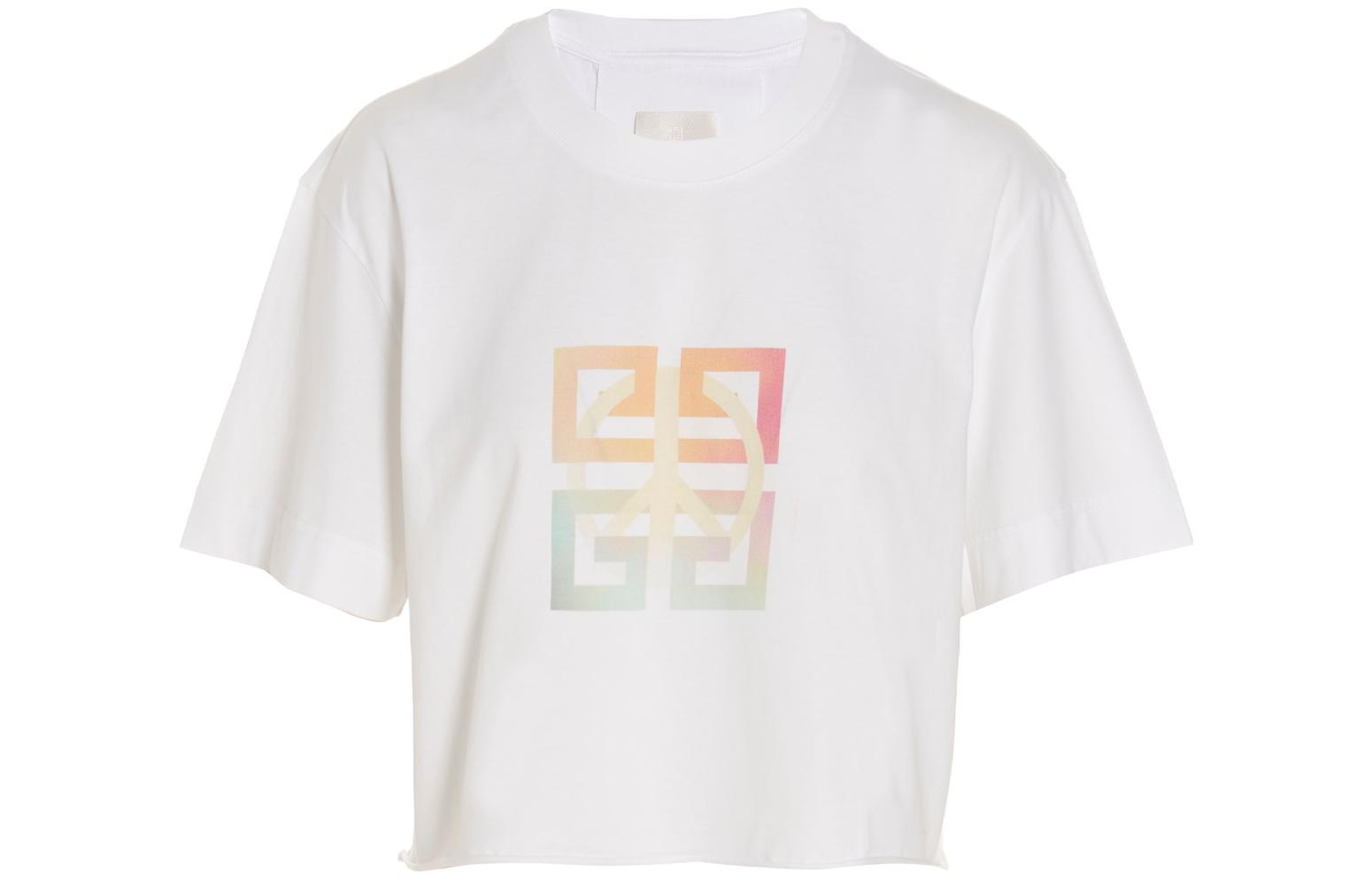 Order (Women) Givenchy FW22  Cropped Logo Print Crewneck T-Shirt White BW709X3Z9Y-100