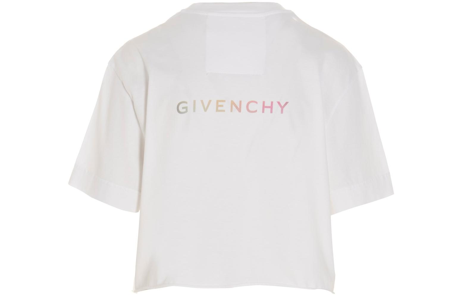 Lookbook (Women) Givenchy FW22  Cropped Logo Print Crewneck T-Shirt White BW709X3Z9Y-100