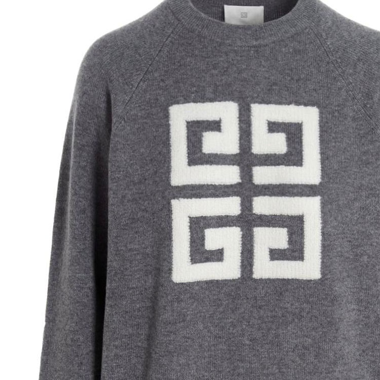 Details for (W) GIVENCHY FW22 Sweater Abu-Abu Crewneck dengan Cetakan Logo Besar. BW908N4ZEQ060