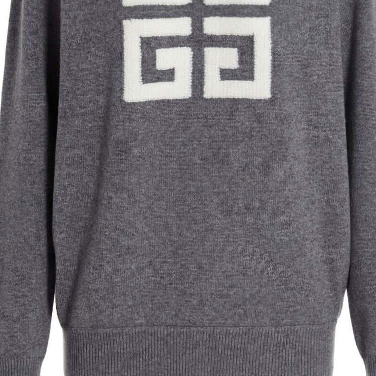 Sizing (W) GIVENCHY FW22 Sweater Abu-Abu Crewneck dengan Cetakan Logo Besar. BW908N4ZEQ060