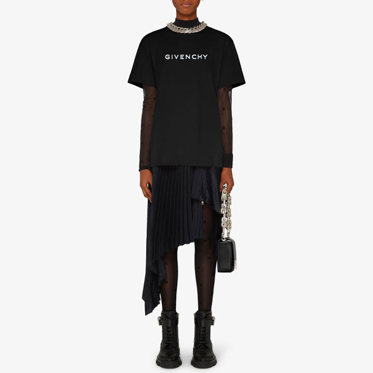 (Women) GIVENCHY FW22  Logo Print Black Round Neck Short Sleeve T-Shirt BW707Z3Z85-001 圖 3
