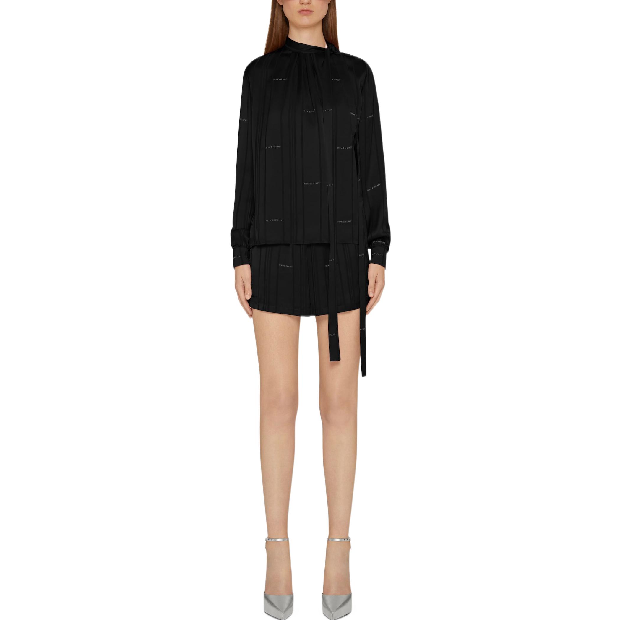 Lookbook (W) Givenchy FW22 Kemeja Lengan Panjang Logo Jacquard Hitam. BW611N14PR-001