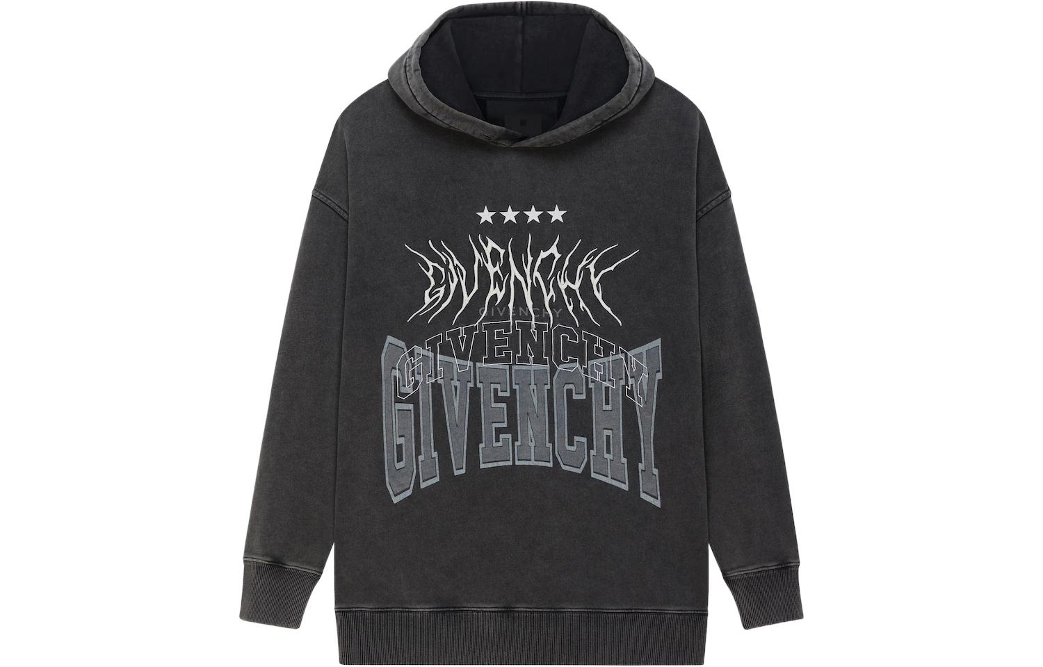 (Women) GIVENCHY FW22  Printed Pullover Hoodie Gray BWJ03E3ZB4-020