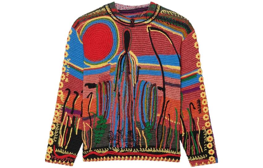 Order (W) Givenchy FW22 Sweater Merah Crewneck Pullover dengan Desain Cetak. BW90FS4ZD2-960