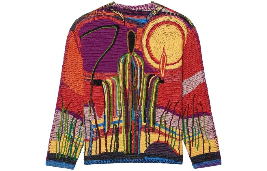 Lookbook (W) Givenchy FW22 Sweater Merah Crewneck Pullover dengan Desain Cetak. BW90FS4ZD2-960