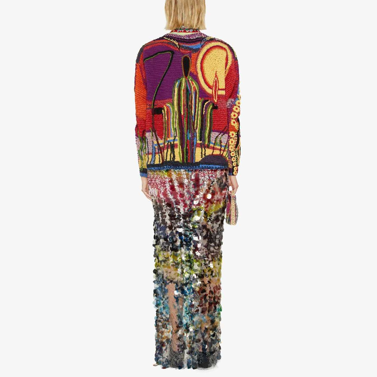 Purchase (W) Givenchy FW22 Sweater Merah Crewneck Pullover dengan Desain Cetak. BW90FS4ZD2-960