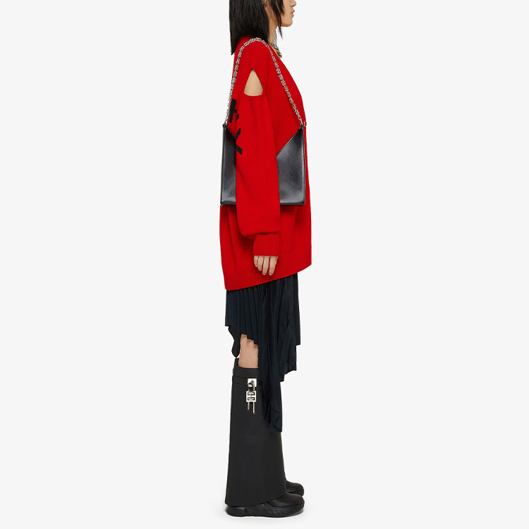 Purchase (W) Givenchy FW22 Kardigan Rajut V-Neck Patch Logo Harimau Merah. BW90ES4ZBZ-606