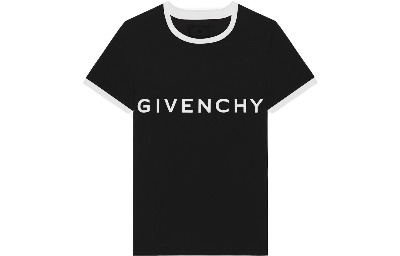 (Women) Givenchy FW22  Slim-Fit Black T-Shirt with Contrasting Logo Print. BW70BF3YAC-004