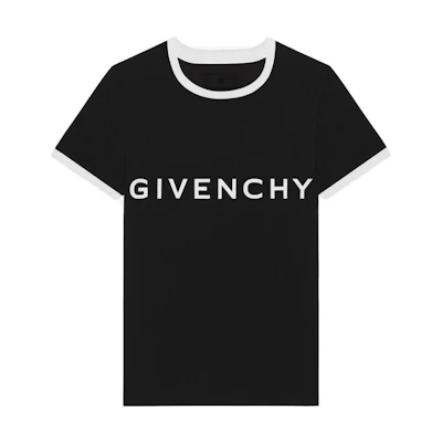 (Women) Givenchy FW22 Slim-Fit Black T-Shirt with Contrasting Logo Print. BW70BF3YAC-004