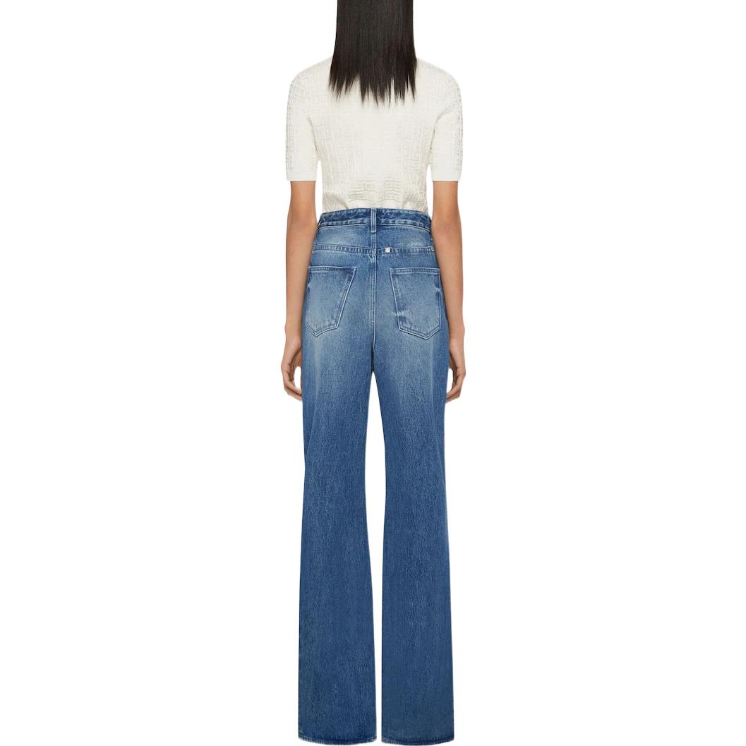 Shop (W) Givenchy FW22 Celana Jeans Longgar Wide-Leg Solid Biru. BW50WH50TX-400
