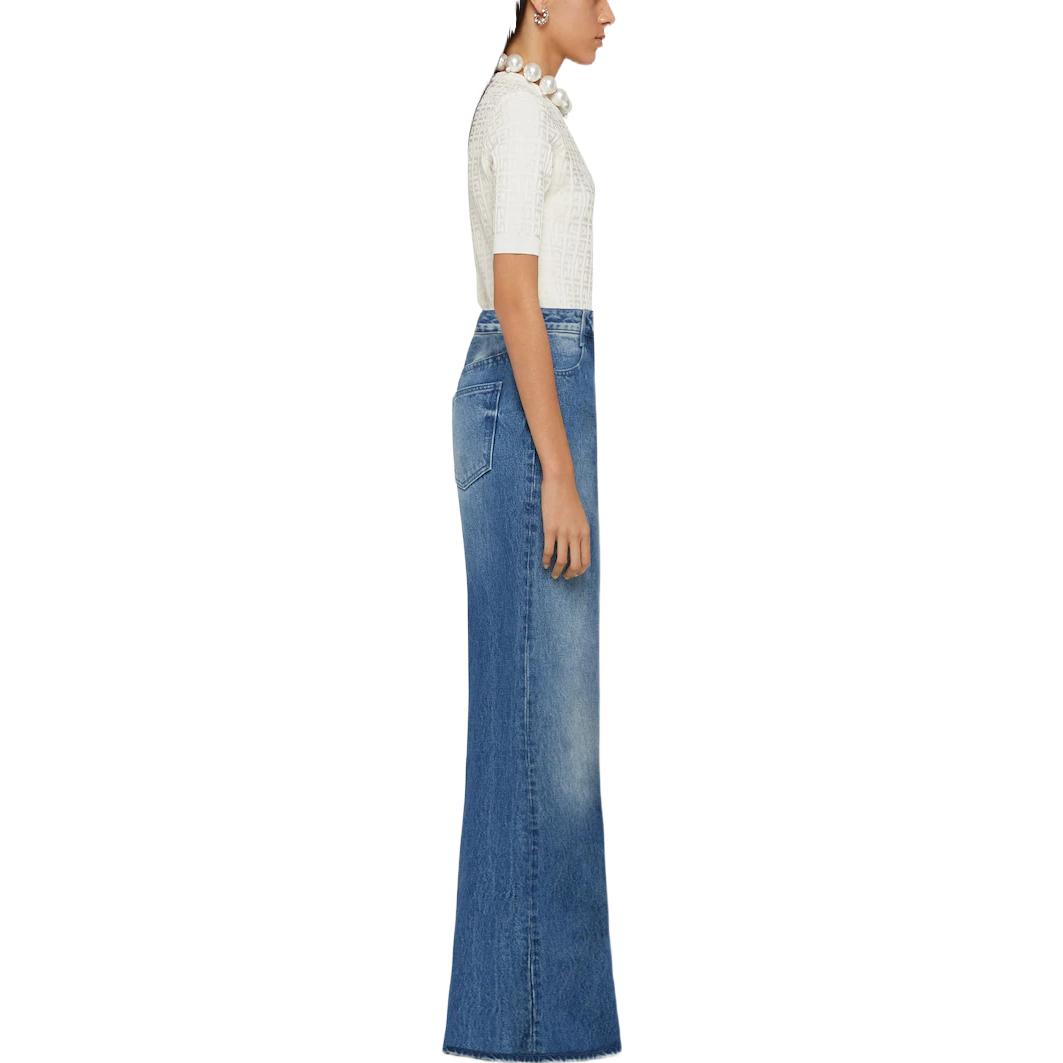 Purchase (W) Givenchy FW22 Celana Jeans Longgar Wide-Leg Solid Biru. BW50WH50TX-400