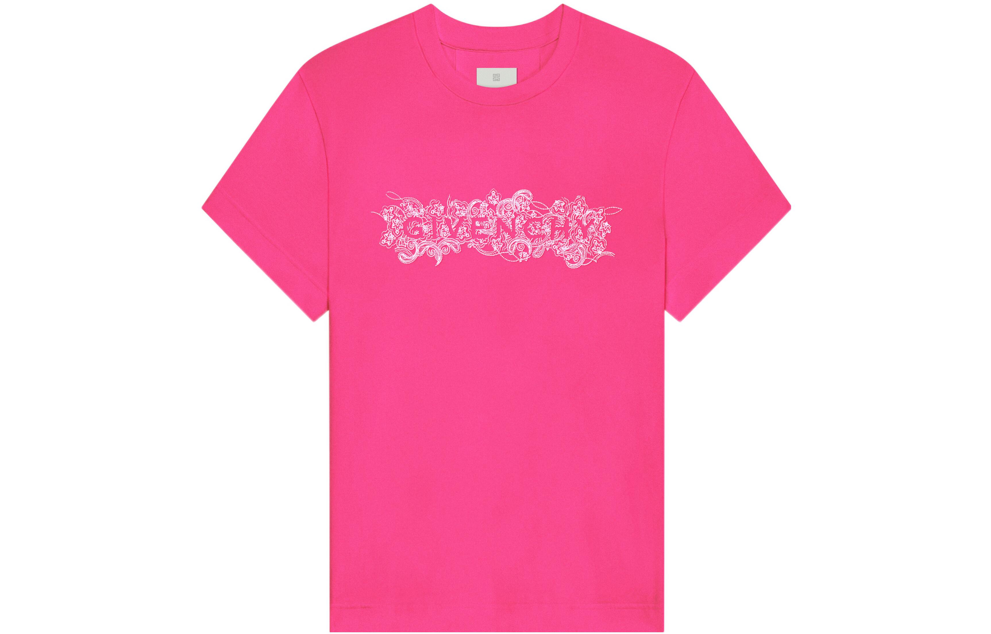 Order (Women) GIVENCHY FW22 Creative Logo Pink Short Sleeve Casual T-Shirt for Women. BW707Z3ZAB-675