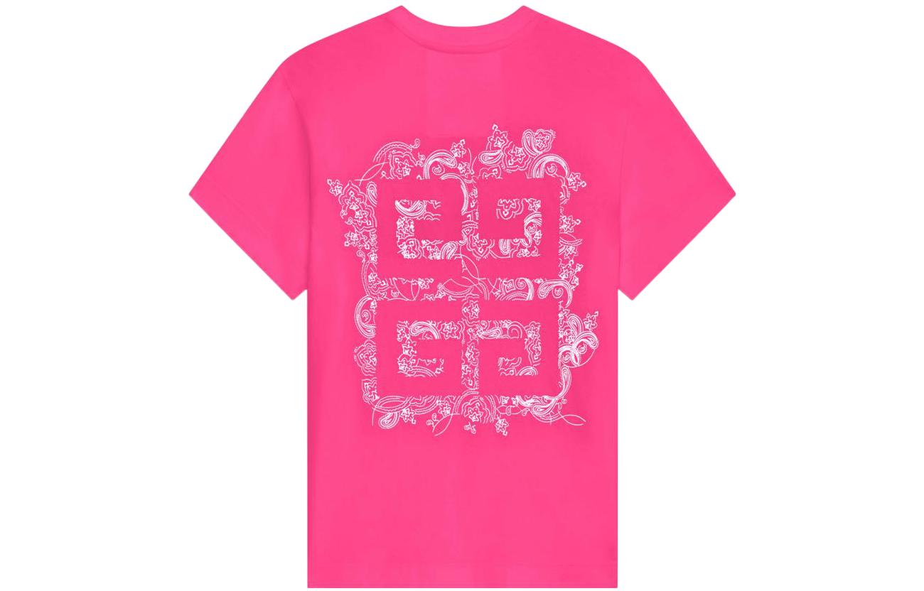 Lookbook (Women) GIVENCHY FW22 Creative Logo Pink Short Sleeve Casual T-Shirt for Women. BW707Z3ZAB-675