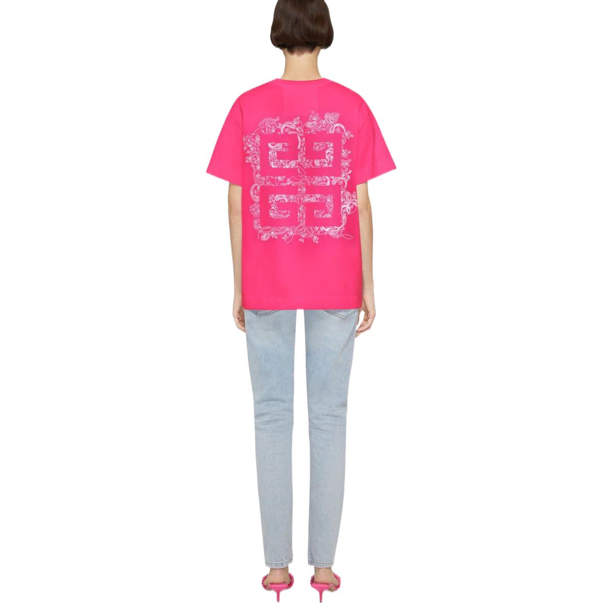 Purchase (Women) GIVENCHY FW22 Creative Logo Pink Short Sleeve Casual T-Shirt for Women. BW707Z3ZAB-675