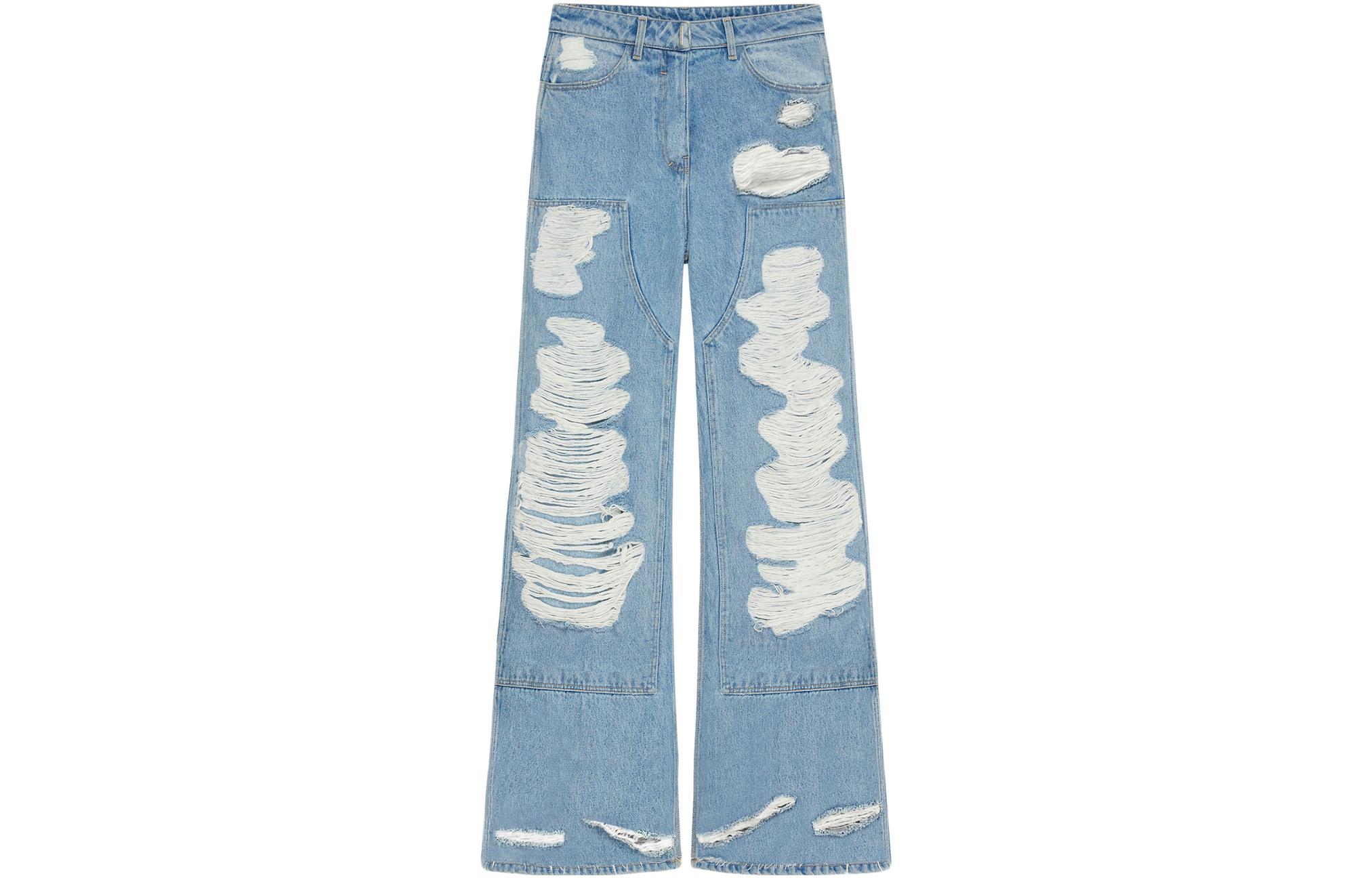 Order (W) 지방시 FW22 자수 디스트레스드 스트레이트 블루 여자 청바지 BW50WT50TU-452