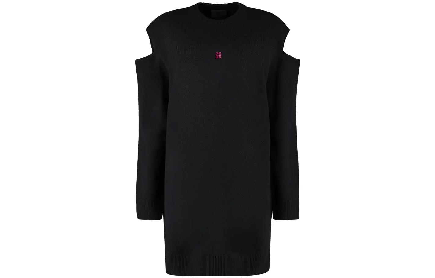 (Women) Givenchy FW22 Logo Off-Shoulder Wool Knit Sweater for Women - Black BW21DU4ZBJ-024