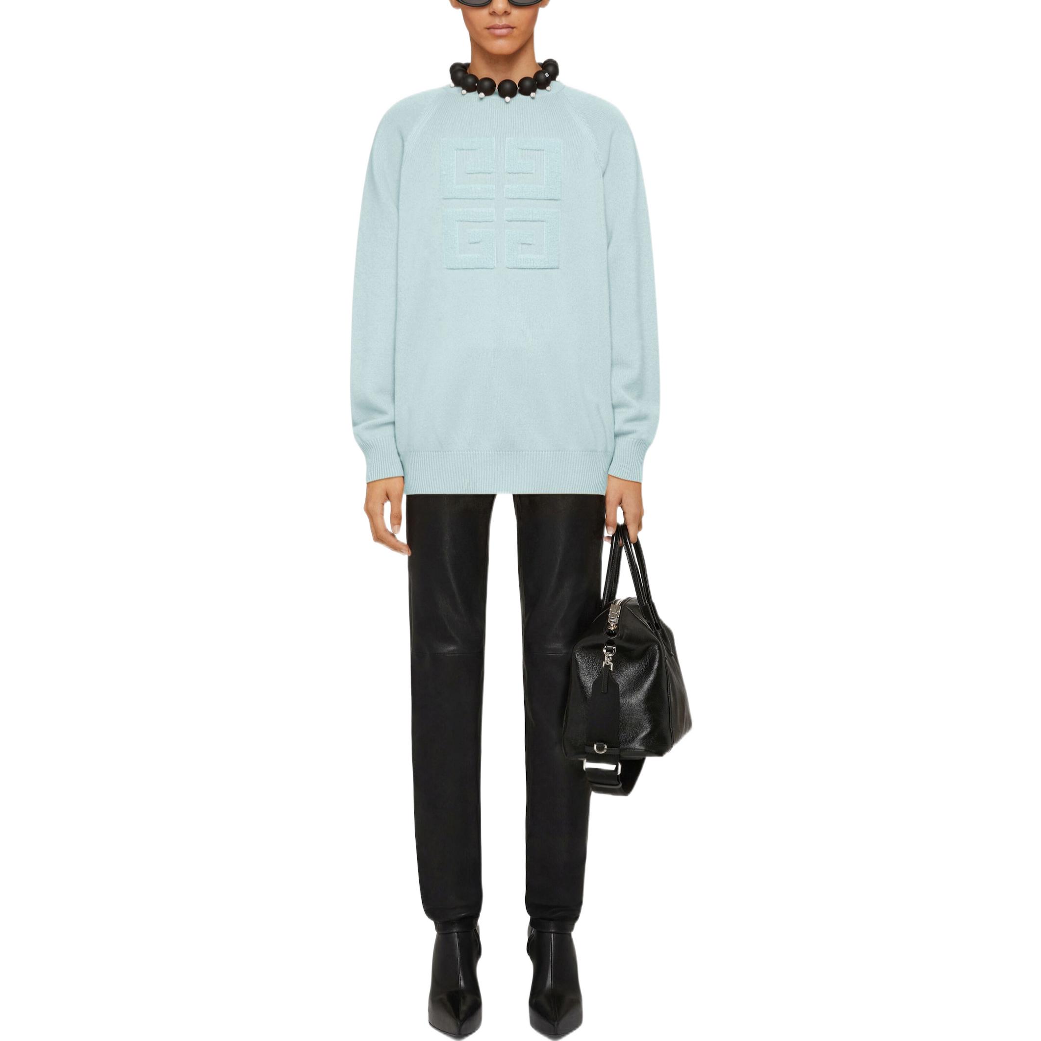 Lookbook (W) 纪梵希2022秋冬宽松款徽标圆领套头衫女款天蓝色毛衣 BW908N4ZEQ-466