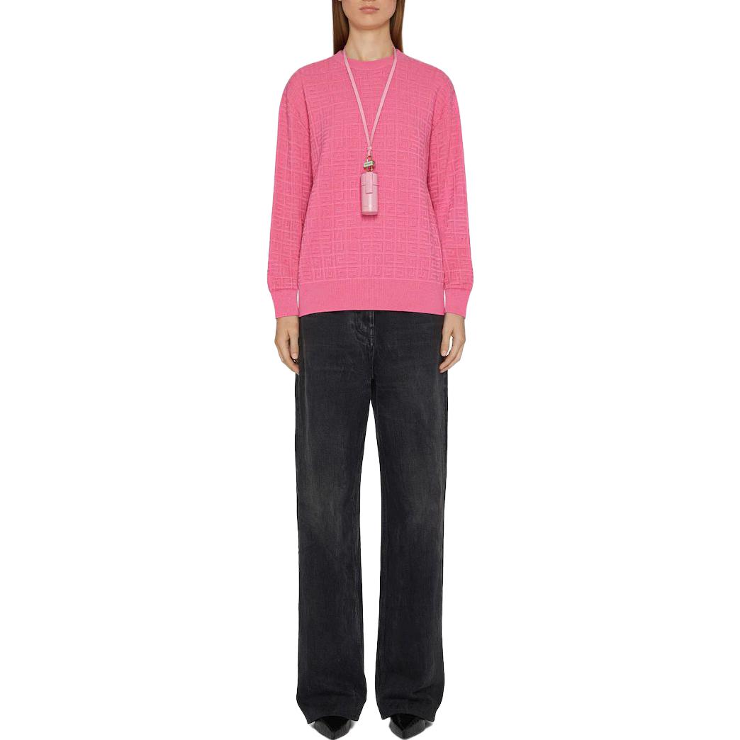 Lookbook (Women) Givenchy FW22 Pink Mono Jacquard Crewneck Pullover Sweater . BW90FY4ZD8-670