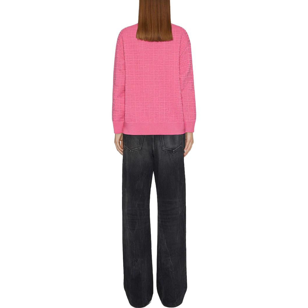 Shop (Women) Givenchy FW22 Pink Mono Jacquard Crewneck Pullover Sweater . BW90FY4ZD8-670