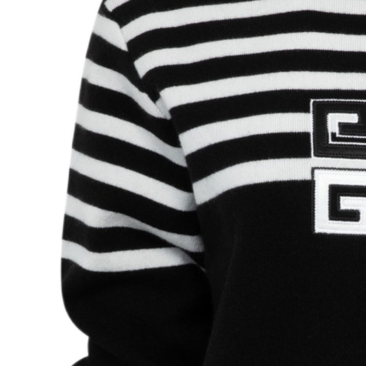 Purchase (W) GIVENCHY FW23 Sweater Crewneck Hitam Striped Logo Bordir. BW90NZ4ZL1-001