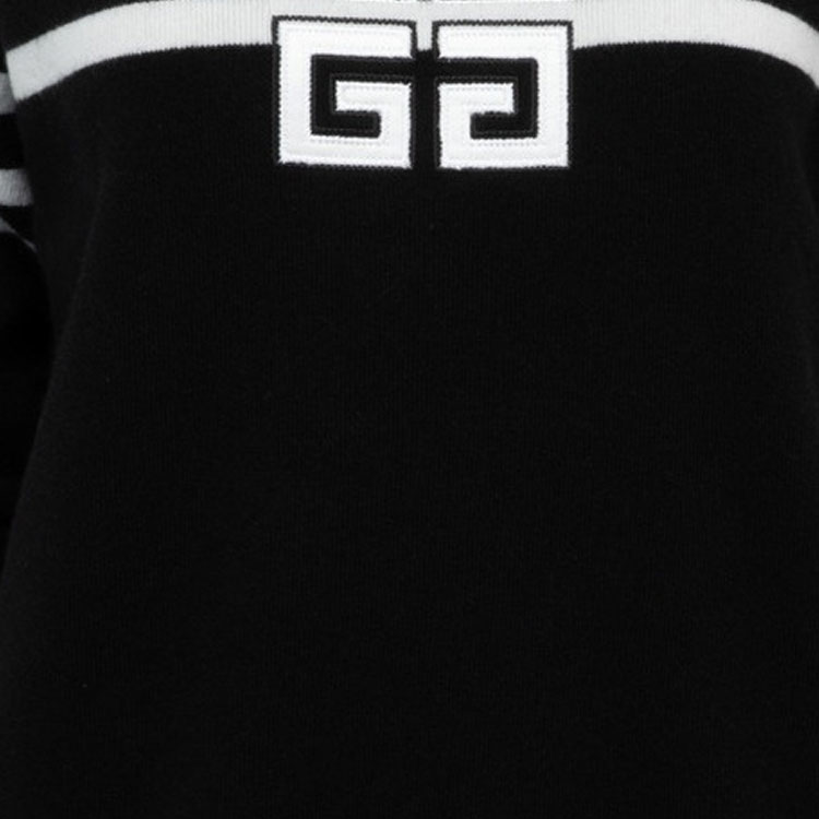 Details for (W) GIVENCHY FW23 Sweater Crewneck Hitam Striped Logo Bordir. BW90NZ4ZL1-001