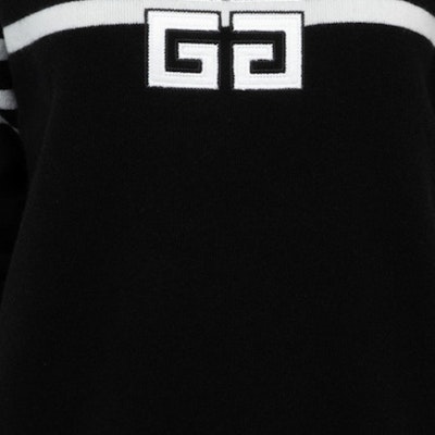 (W) GIVENCHY FW23 Sweater Crewneck Hitam Striped Logo Bordir. BW90NZ4ZL1-001 Details for (W) GIVENCHY FW23 Sweater Crewneck Hitam Striped Logo Bordir. BW90NZ4ZL1-001