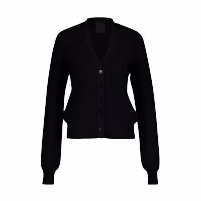 (Women) GIVENCHY FW23 Black V-Neck Button-Up Knit Sweater BW90NM4ZKD-001