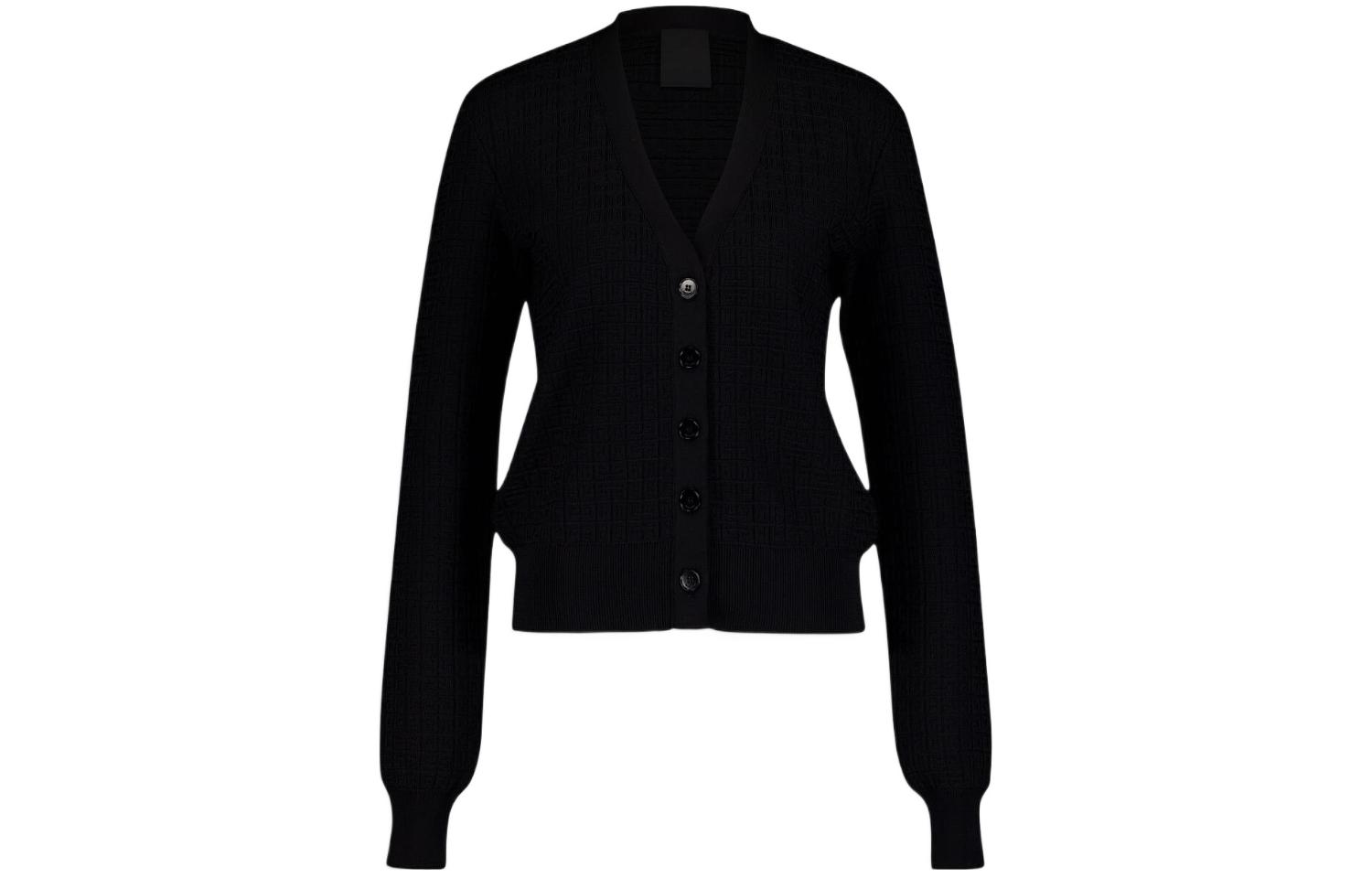 Order (W) GIVENCHY FW23 Sweater Rajut Hitam V-Neck dengan Kancing Depan. BW90NM4ZKD-001