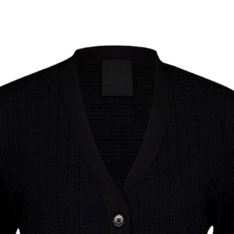 Shop (W) GIVENCHY FW23 Sweater Rajut Hitam V-Neck dengan Kancing Depan. BW90NM4ZKD-001