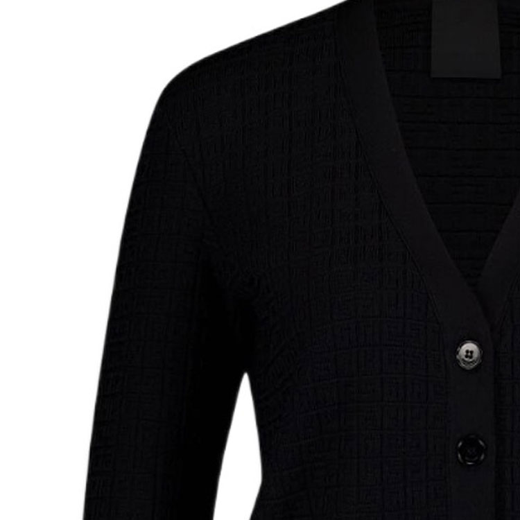 Purchase (W) GIVENCHY FW23 Sweater Rajut Hitam V-Neck dengan Kancing Depan. BW90NM4ZKD-001