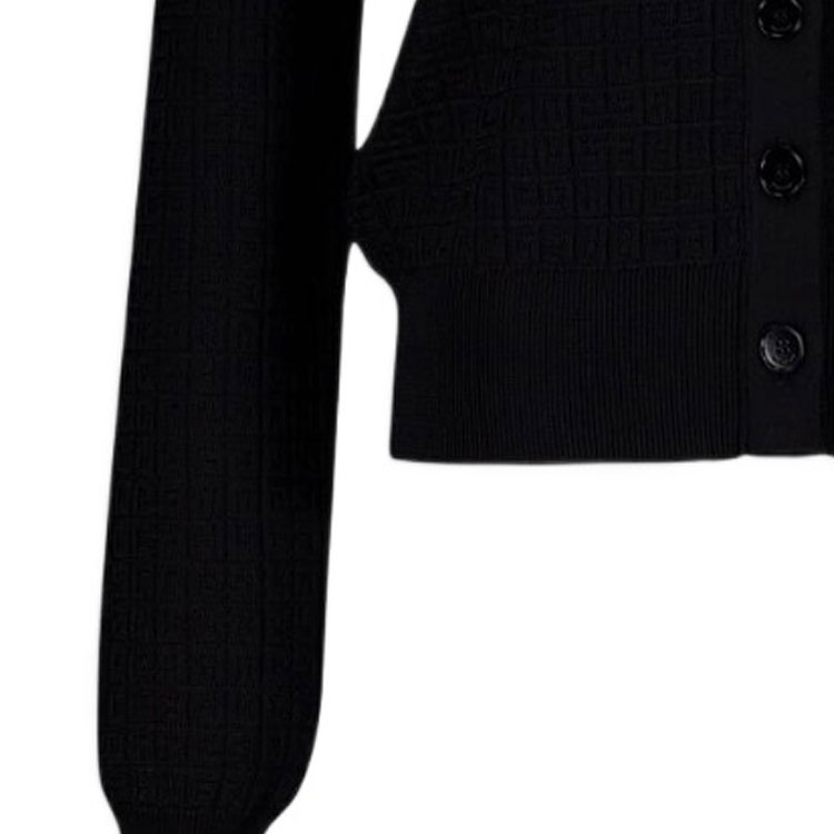 Sizing (W) GIVENCHY FW23 Sweater Rajut Hitam V-Neck dengan Kancing Depan. BW90NM4ZKD-001