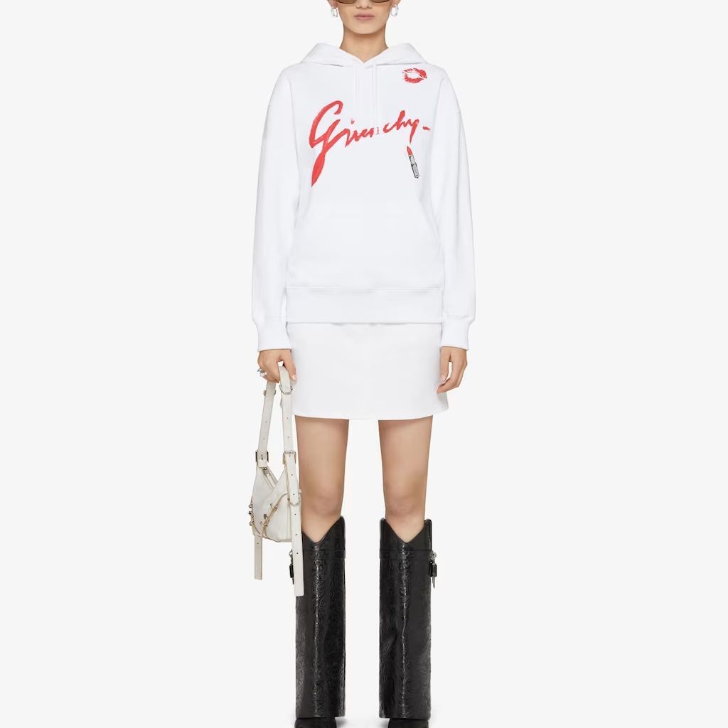 Lookbook (W) GIVENCHY FW23 白色字母印花連帽衫 BWJ01C3YDD-100