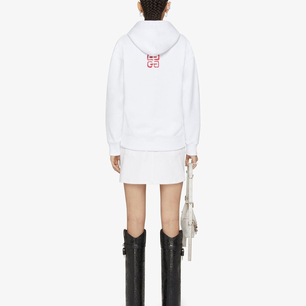 Shop (W) GIVENCHY FW23 白色字母印花連帽衫 BWJ01C3YDD-100