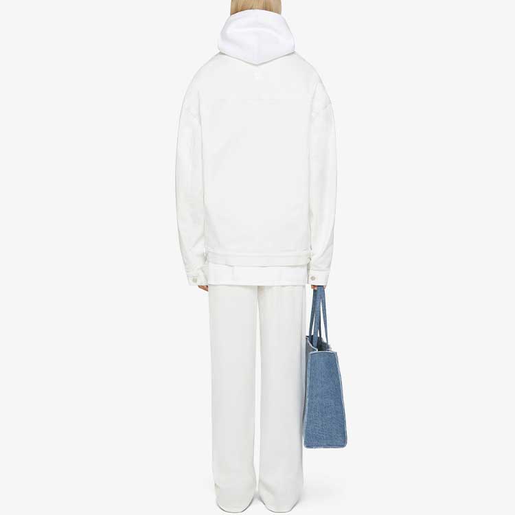 Shop (W) GIVENCHY FW23 Jaket Kasual Fit Longgar Putih Single-Breasted BW00JW5Y4J-100