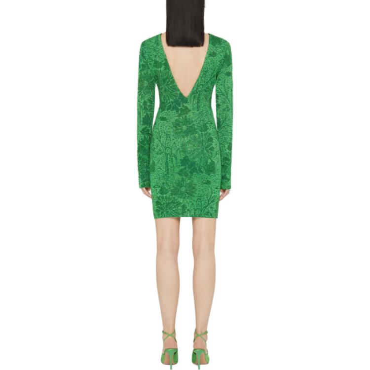 Purchase (W) 纪梵希FW23绿色花卉提花长袖迷你连衣裙女士款 BW21TD4ZJP-366