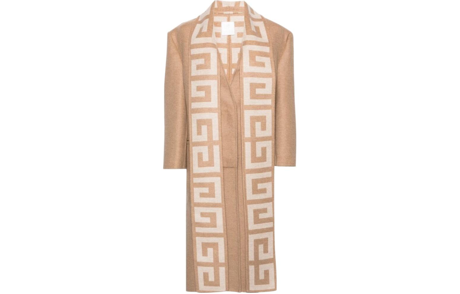 (Women) Givenchy FW23 Logo Patch Long-Sleeve Midi Coat  in Light Brown BWC0CR14NZ-238 圖 2