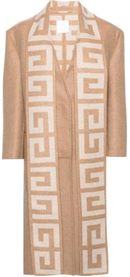(W) Abrigo Midi de Manga Larga Givenchy FW23 con Parche de Logo en Marrón Claro. BWC0CR14NZ-238 Order (W) Abrigo Midi de Manga Larga Givenchy FW23 con Parche de Logo en Marrón Claro. BWC0CR14NZ-238