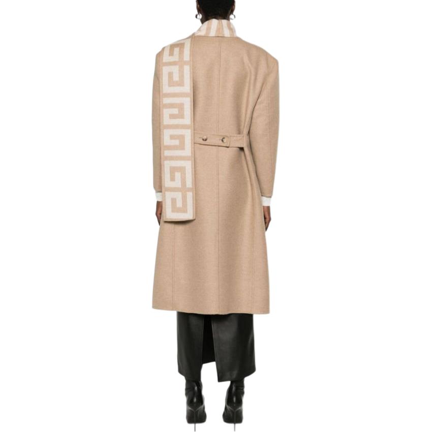(Women) Givenchy FW23 Logo Patch Long-Sleeve Midi Coat  in Light Brown BWC0CR14NZ-238 圖 4
