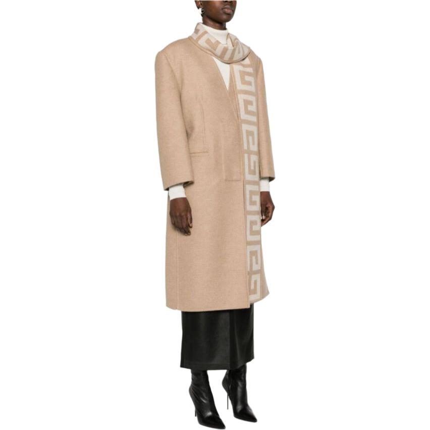 (Women) Givenchy FW23 Logo Patch Long-Sleeve Midi Coat  in Light Brown BWC0CR14NZ-238 圖 5